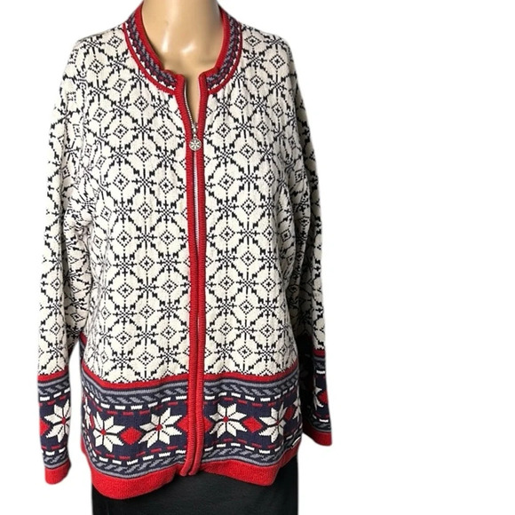 Northern Reflections colorful chunky knit  sweater,cotton,front zip,thick,EC - Picture 1 of 14